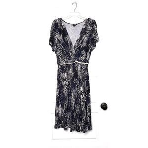 DKNY Donna‎ Karen New York Blue Abstract Jersey Knit Surplice Dress size XL